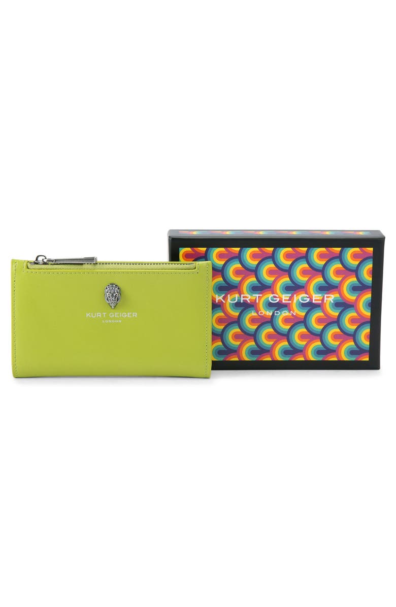 Kurt Geiger London Bond Leather Bifold Wallet, Alternate, color, Bright Green