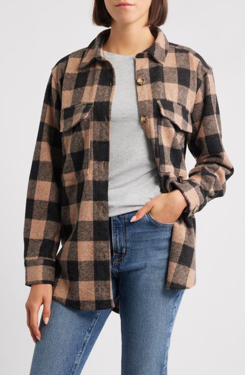 Taelyn Buffalo Plaid Oversize Button-Up Shirt