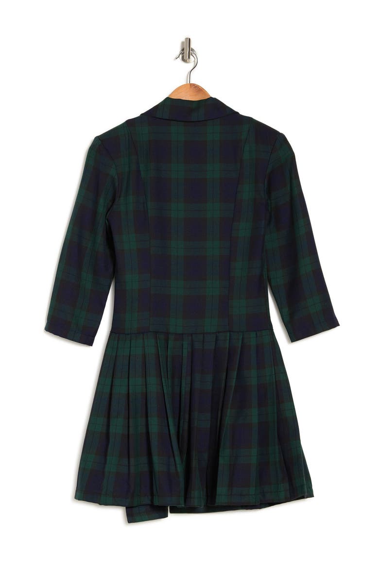 Jacki Plaid 3/4 Sleeve Blazer Dress, Alternate, color, EMERALD PLAID