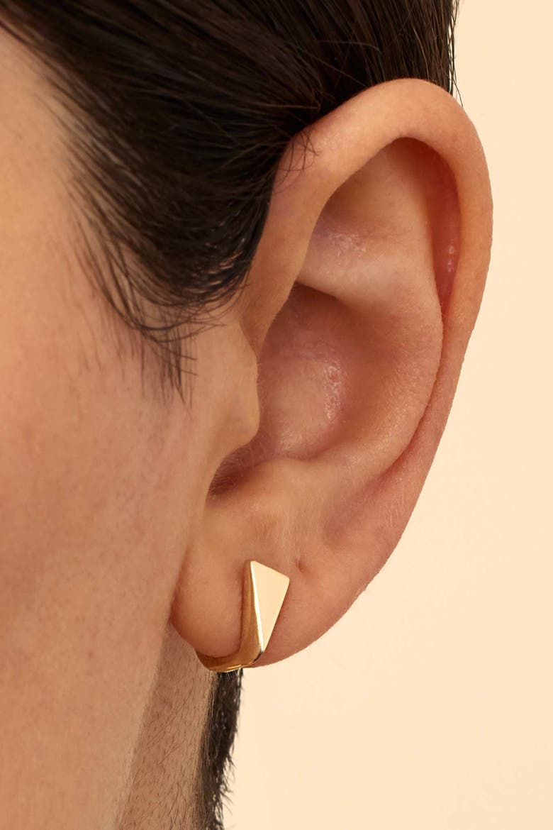 14K Yellow Gold Prism Huggies, Alternate, color, Yellow Gold