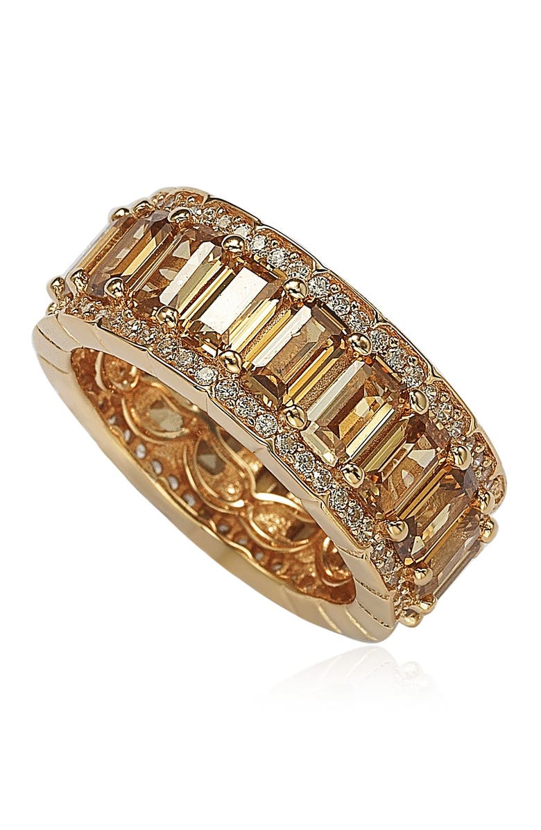 SUZY LEVIAN Pink Rhodium Plated Sterling Silver CZ Band Ring, Main, color, 