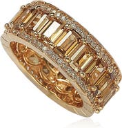 SUZY LEVIAN Pink Rhodium Plated Sterling Silver CZ Band Ring