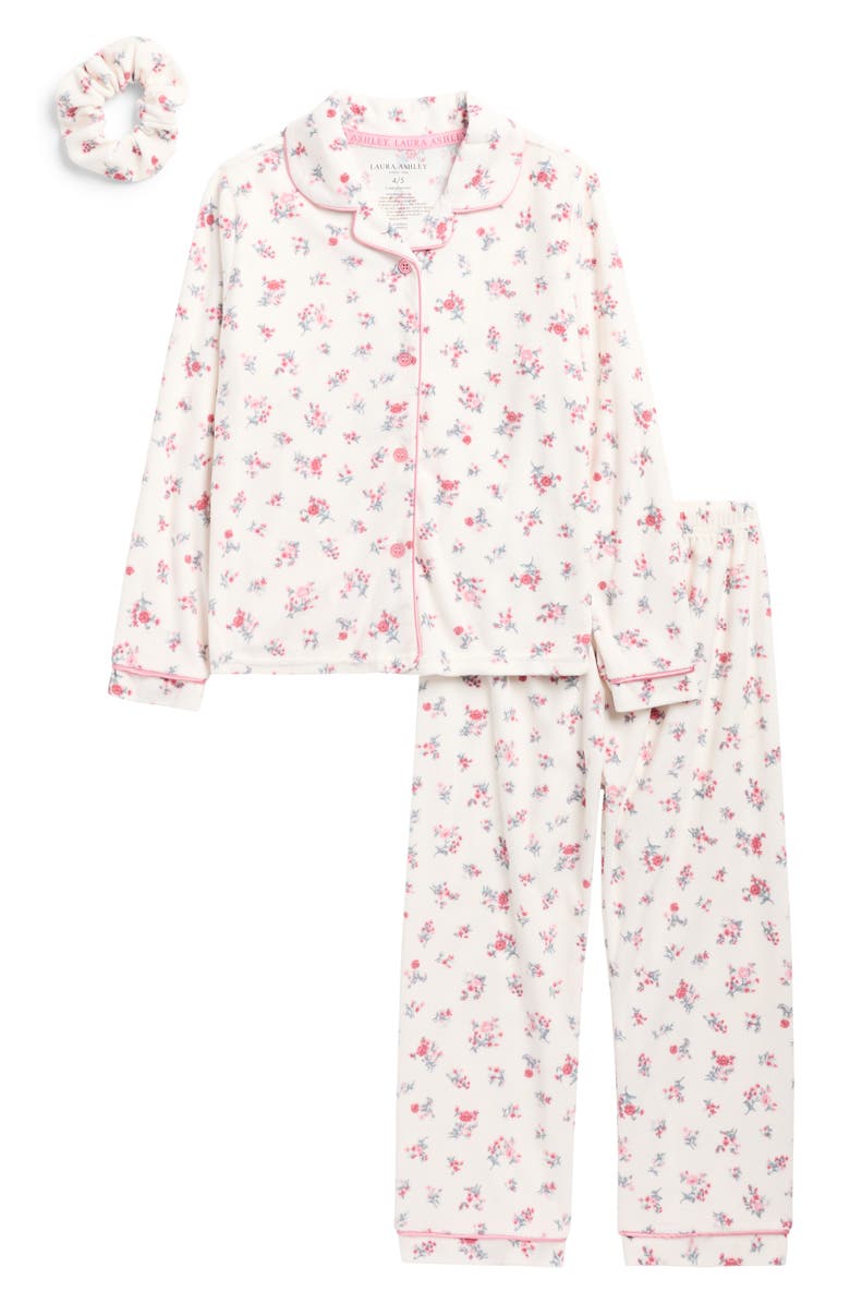 Laura Ashley Kids' Velour Two-Piece Pajamas & Scrunchie Set, Main, color, 