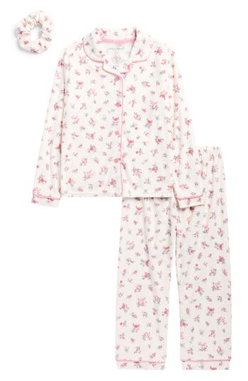 Laura Ashley Velour Two-piece Pajamas & Scrunchie Set In Pink