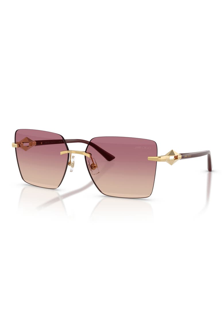 59mm Gradient Square Sunglasses, Alternate, color, GOLD / BROWN GRADIENT PINK