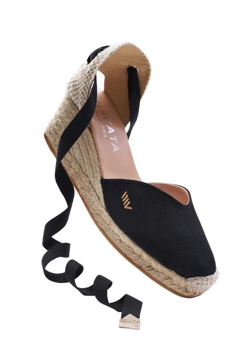 Viscata Gava Canvas Espadrille Wedges In Black
