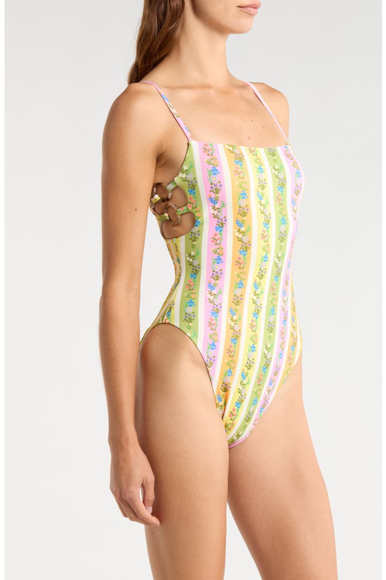 Dara Square Neck One-Piece Swimsuit, Alternate, color, FOLKSY FLORAL STRIPE MULTI