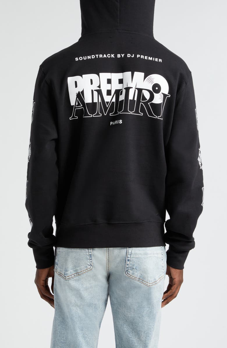 AMIRI x Premier Records Cotton Graphic Hoodie, Alternate, color, Black