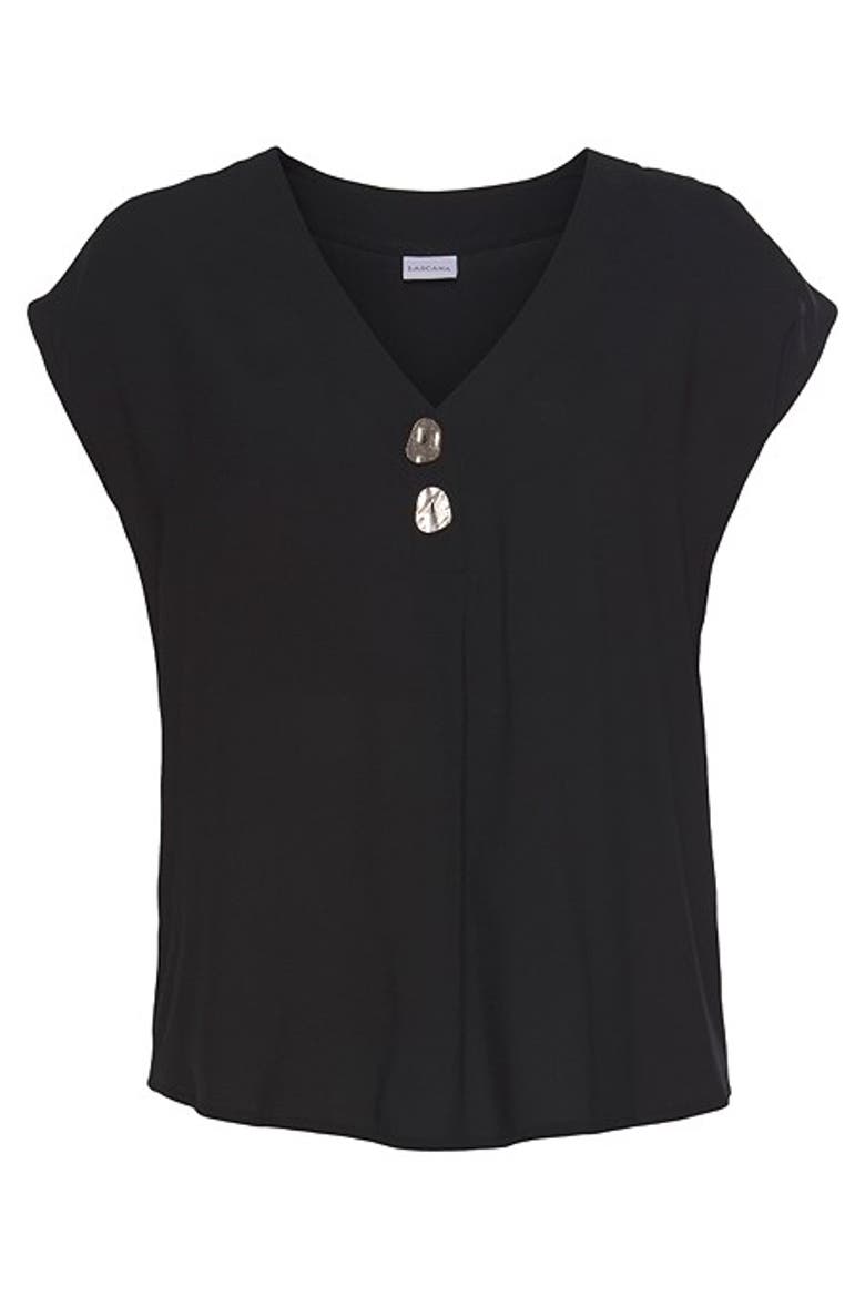 Women's Button Detail Blouse, Alternate, color, Black