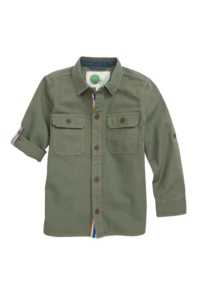 Utility Button-Up Shirt, Main, color, KHAKI GREEN