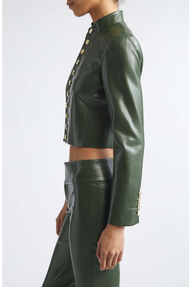 Emerson Faux Leather Crop Jacket, Alternate, color, DARK FERN