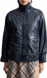 Avec Les Filles Oversize Leather Bomber Jacket