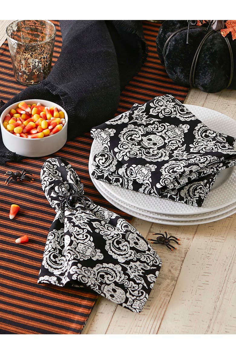 Hallowen Print Napkin Set/6, Alternate, color, Graveyard Damask