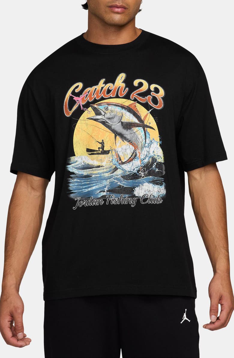Jordan Fishing Club Cotton Graphic T-Shirt, Main, color, Black/ White