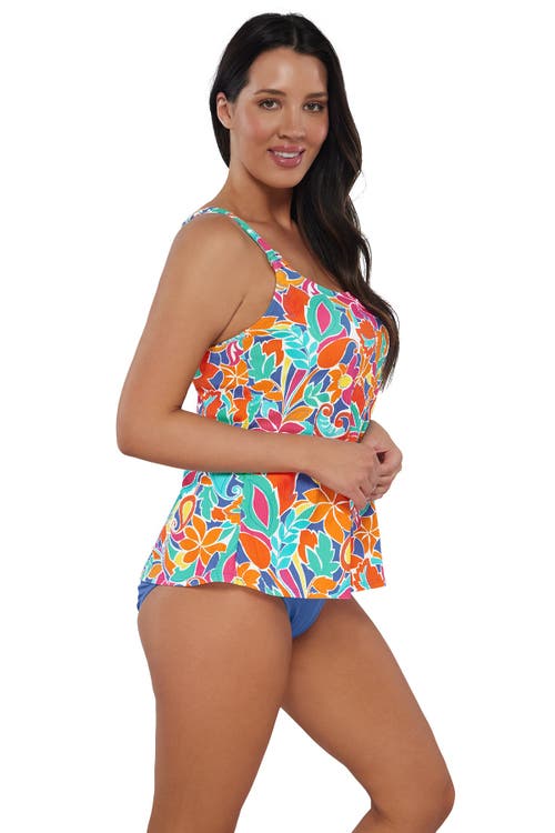 Sunsets Escape Jenna Tankini Swimsuit Top In Festive Floral Sandbar Rib