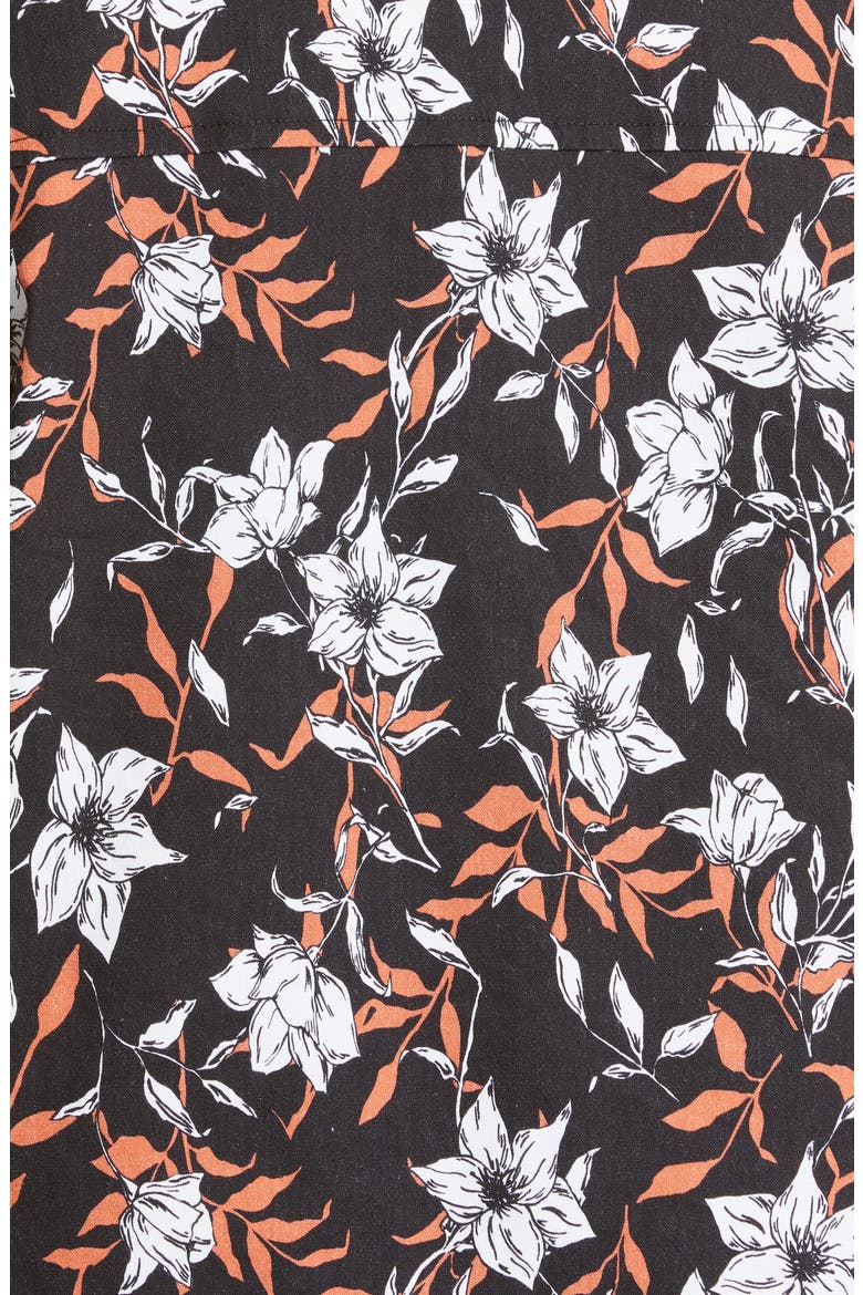 Jessie Floral Print Linen Blend Shirt Jacket, Alternate, color, BLACK