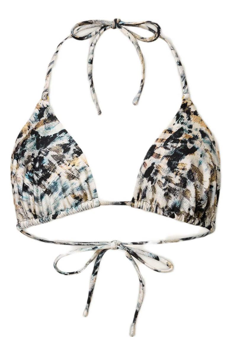 AllSaints Saph Print Triangle Bikini Top, Alternate, color, Canter Fawn Brown
