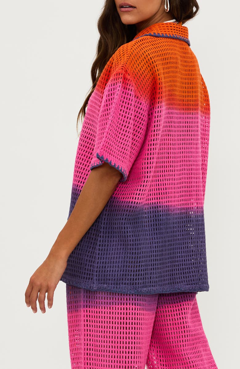 Beach Riot Ira Oversize Colorblock Semisheer Cotton Cover-Up Top, Alternate, color, Coral Bay Sunset