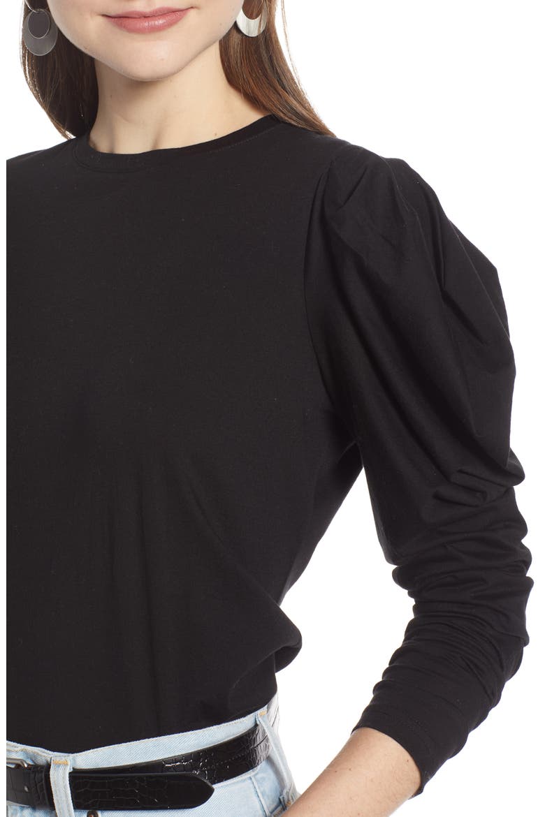 Strong Shoulder Top (Nordstrom Exclusive), Alternate, color, BLACK