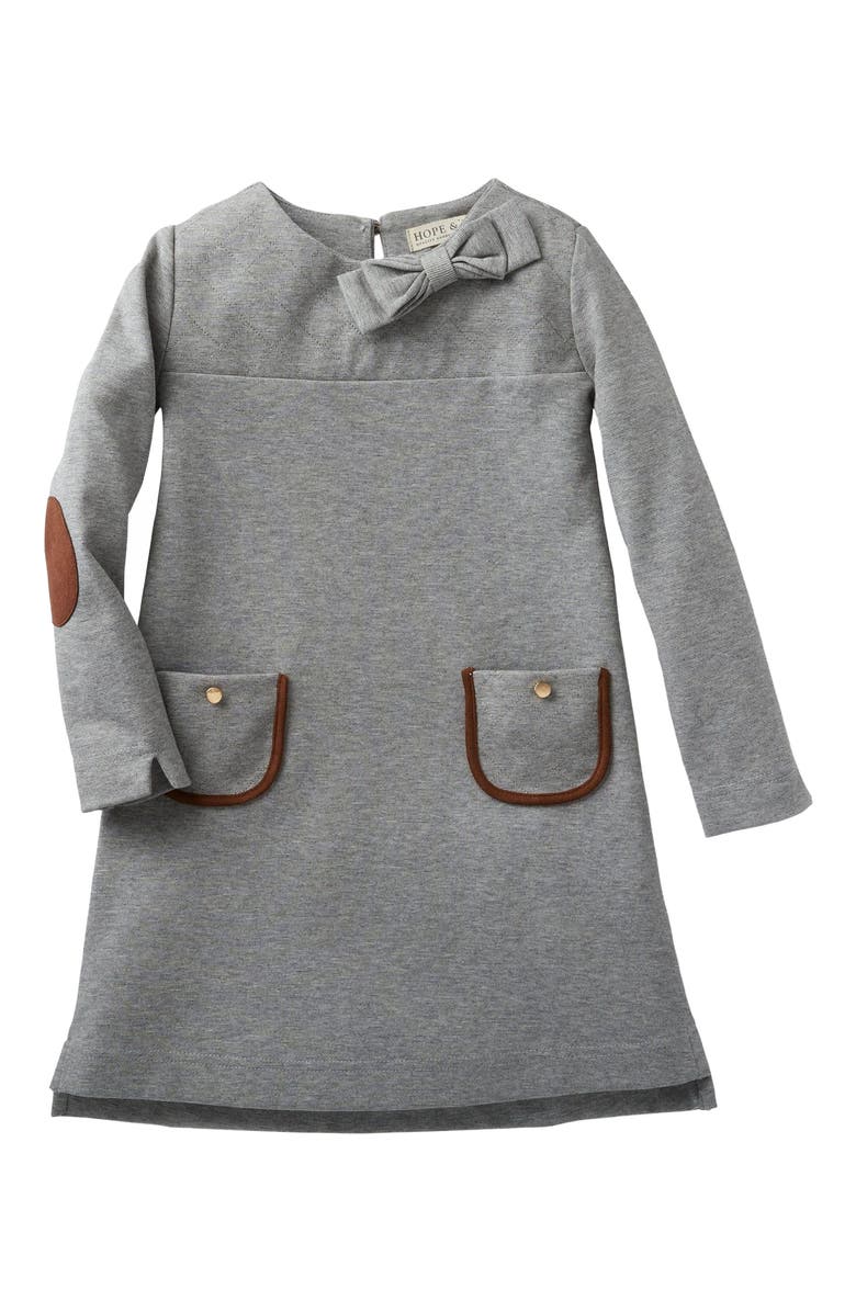 Hope & Henry Kids' Long Sleeve Quilted Ponte Riding Dress, Alternate, color, Gray Heather