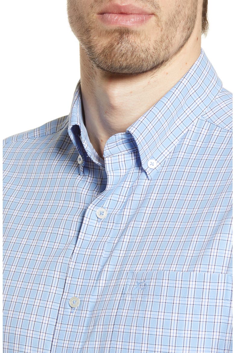 Intercoastal Brrr Yawl Check Button-Down Performance Shirt, Alternate, color, HURRICANE BLUE