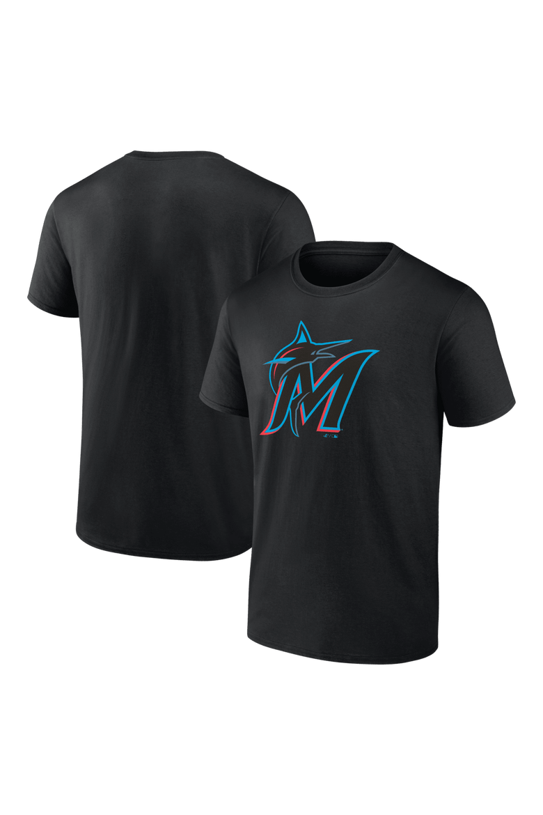 Men's Logo Athletic Black Miami Marlins Official Logo T-Shirt, Main, color, Black
