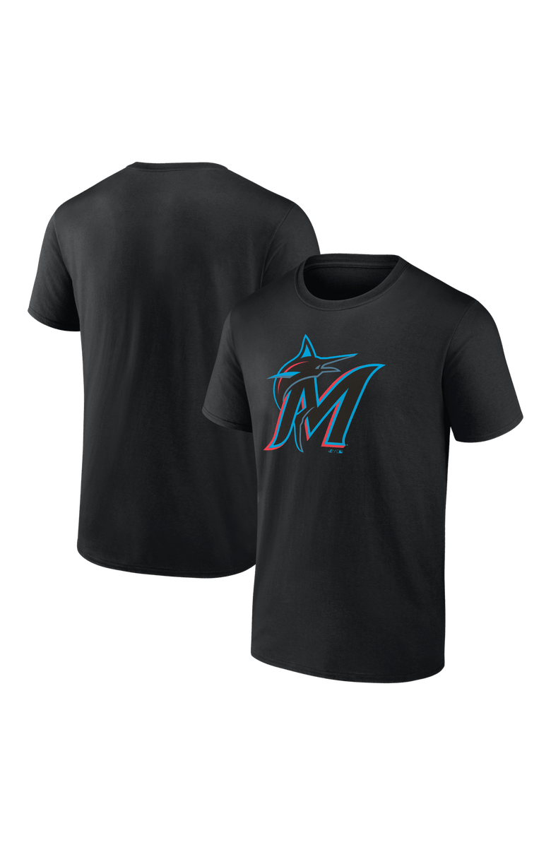 Logo Athletic Men's Logo Athletic Black Miami Marlins Official Logo T-Shirt, Main, color, Black