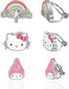 Hello Kitty Clip On Earrings 3-Pack, Rainbow, My Melody and Hello Kitty Earrings
