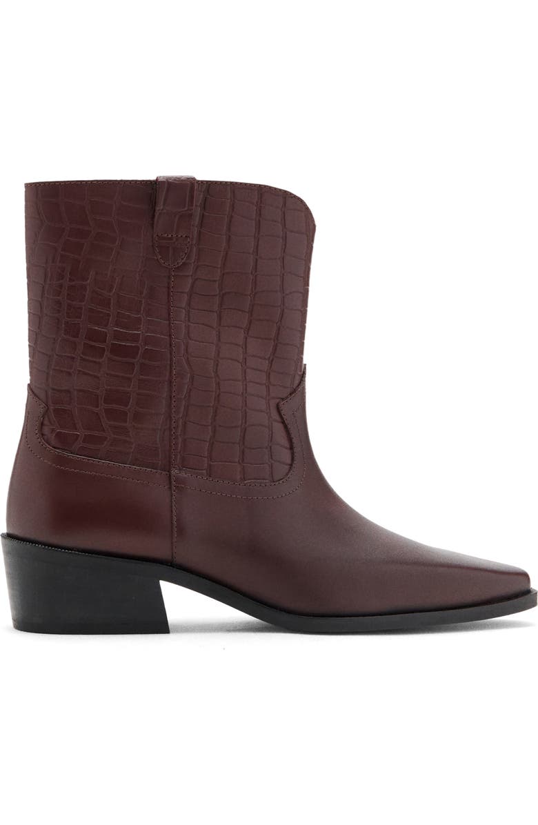 MANGO TEEN Croc Embossed Bootie, Alternate, color, Burgundy