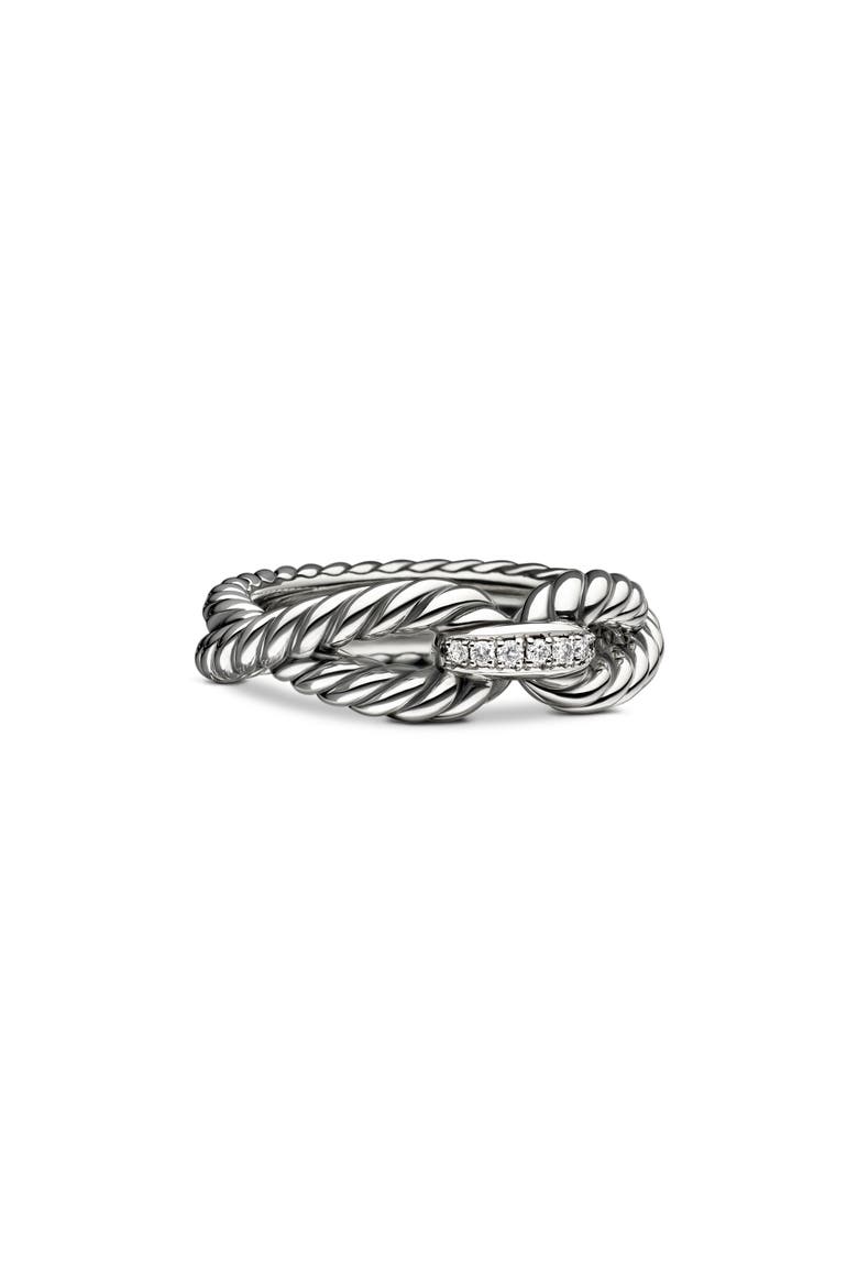 Cable Loop Ring with Diamonds, Alternate, color, STERLING SILVER/ DIAMOND