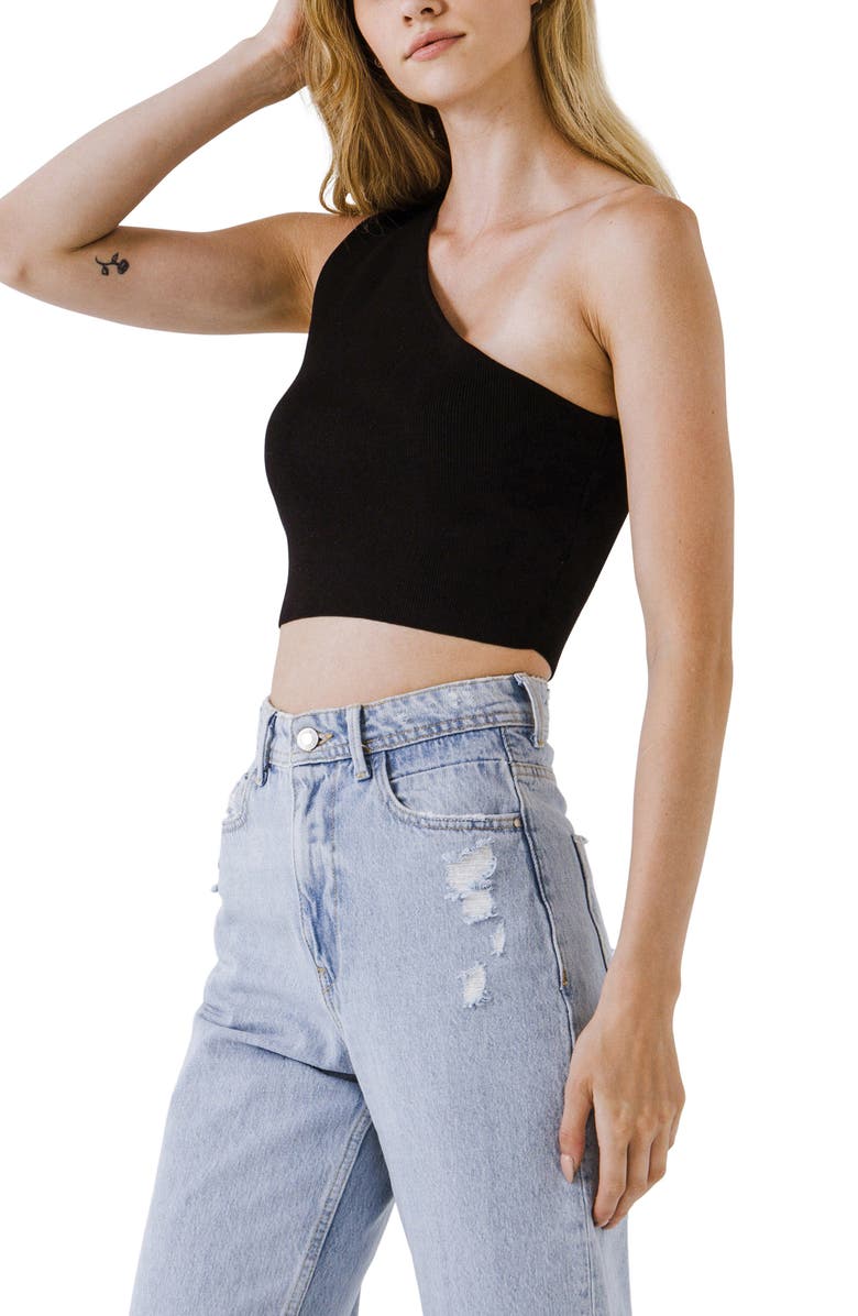 Endless Rose Scallop One-Shoulder Crop Tank, Alternate, color,