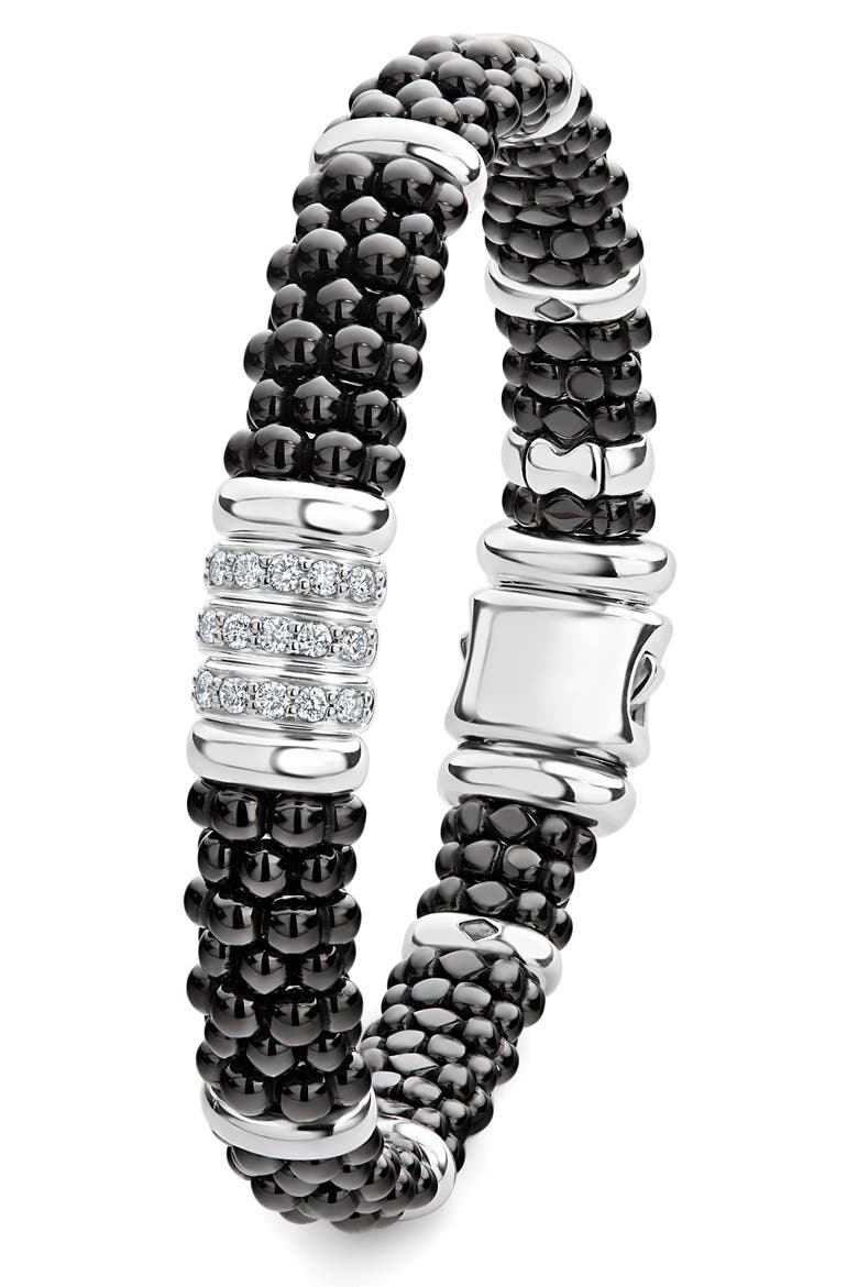 Black Caviar Diamond Link Bracelet, Alternate, color, BLACK