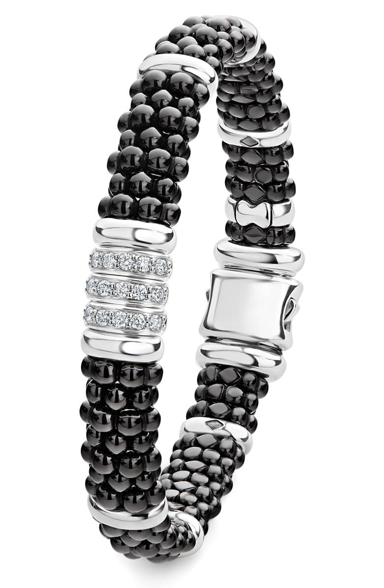 LAGOS Black Caviar Diamond Link Bracelet, Alternate, color, Black