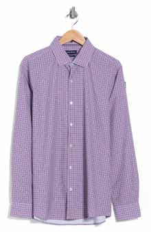 Slim Fit Windowpane Stretch Dress Shirt