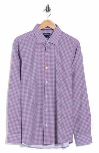 Slim Fit Windowpane Stretch Dress Shirt