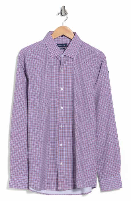 Slim Fit Windowpane Stretch Dress Shirt