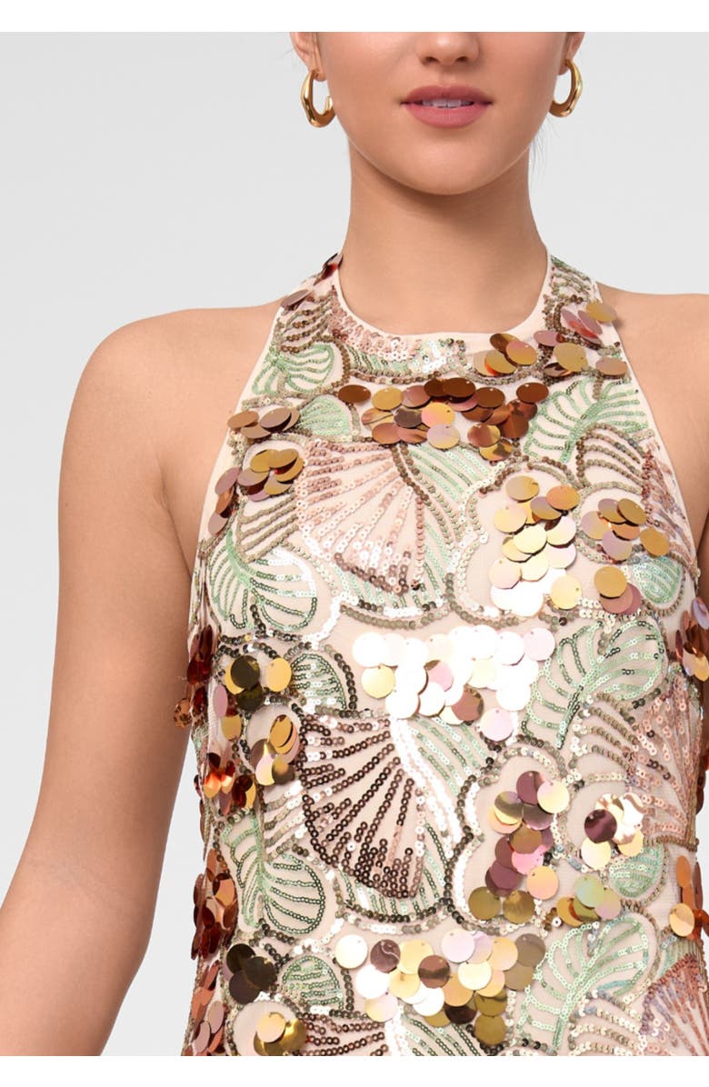 RACHEL Rachel Roy Xiomara Sequin Halter Mini Dress, Alternate, color, Buff Nude