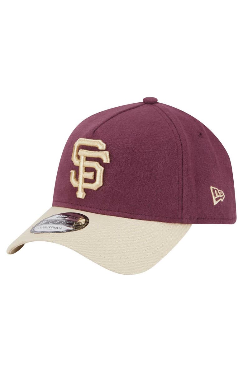 New Era Men's New Era Maroon San Francisco Giants Moleskin Crown A-Frame 9FORTY Adjustable Hat, Main, color, Maroon