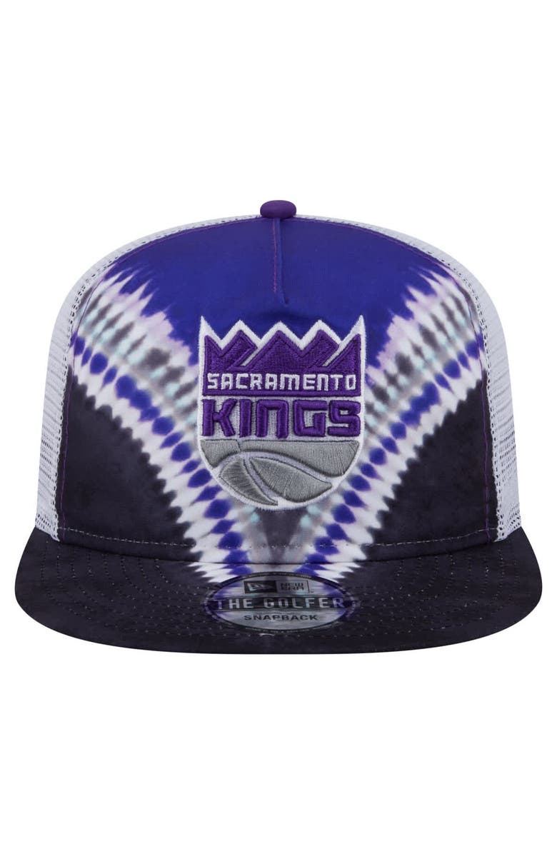 New Era Men's New Era Black/Purple Sacramento Kings Throwback Dye Golfer Snapback Hat, Alternate, color, Black