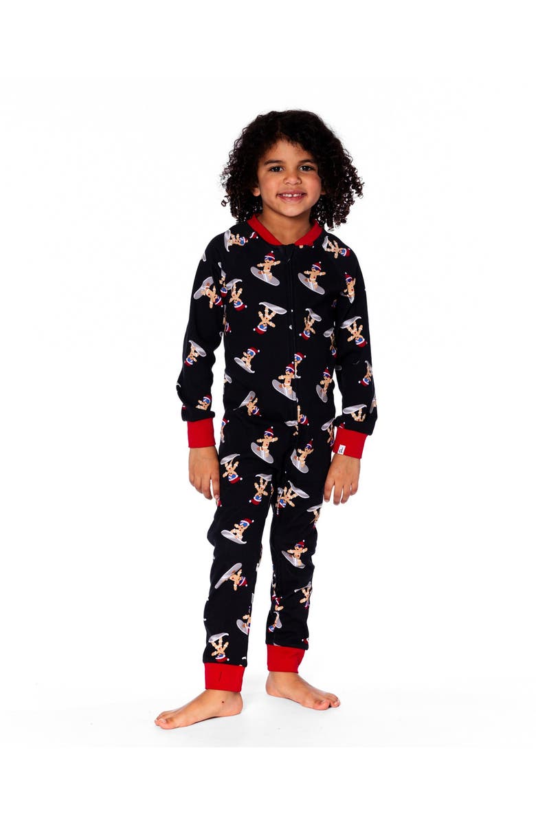 Deux par Deux Organic Cotton Interlock One-Piece Pajama Cookie, Main, color, Black