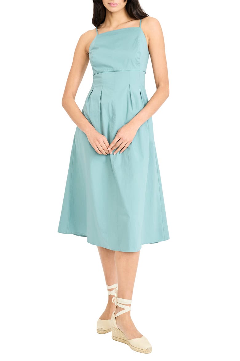 Spaghetti Strap Pleated Midi Dress, Main, color, MINERAL BLUE