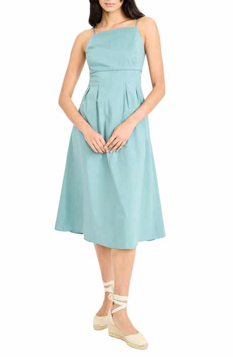 Spaghetti Strap Pleated Midi Dress