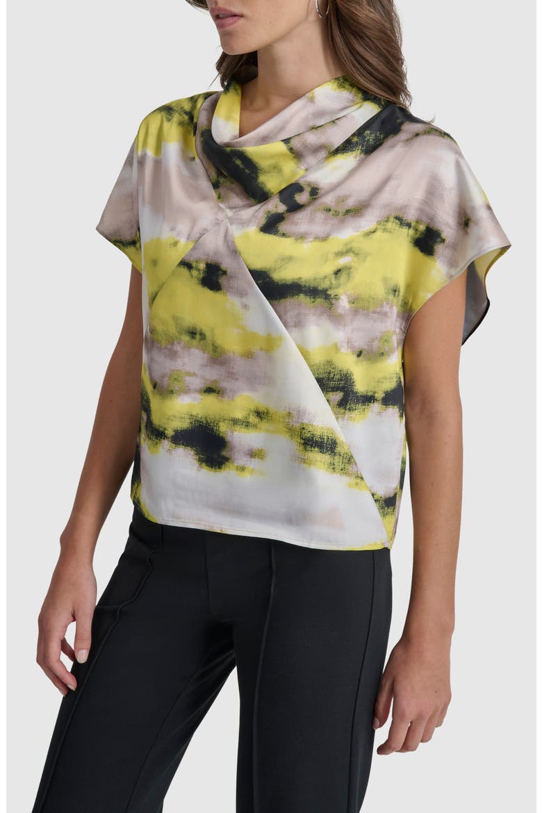 High Cowl Neck Top, Alternate, color, GEO STRM P