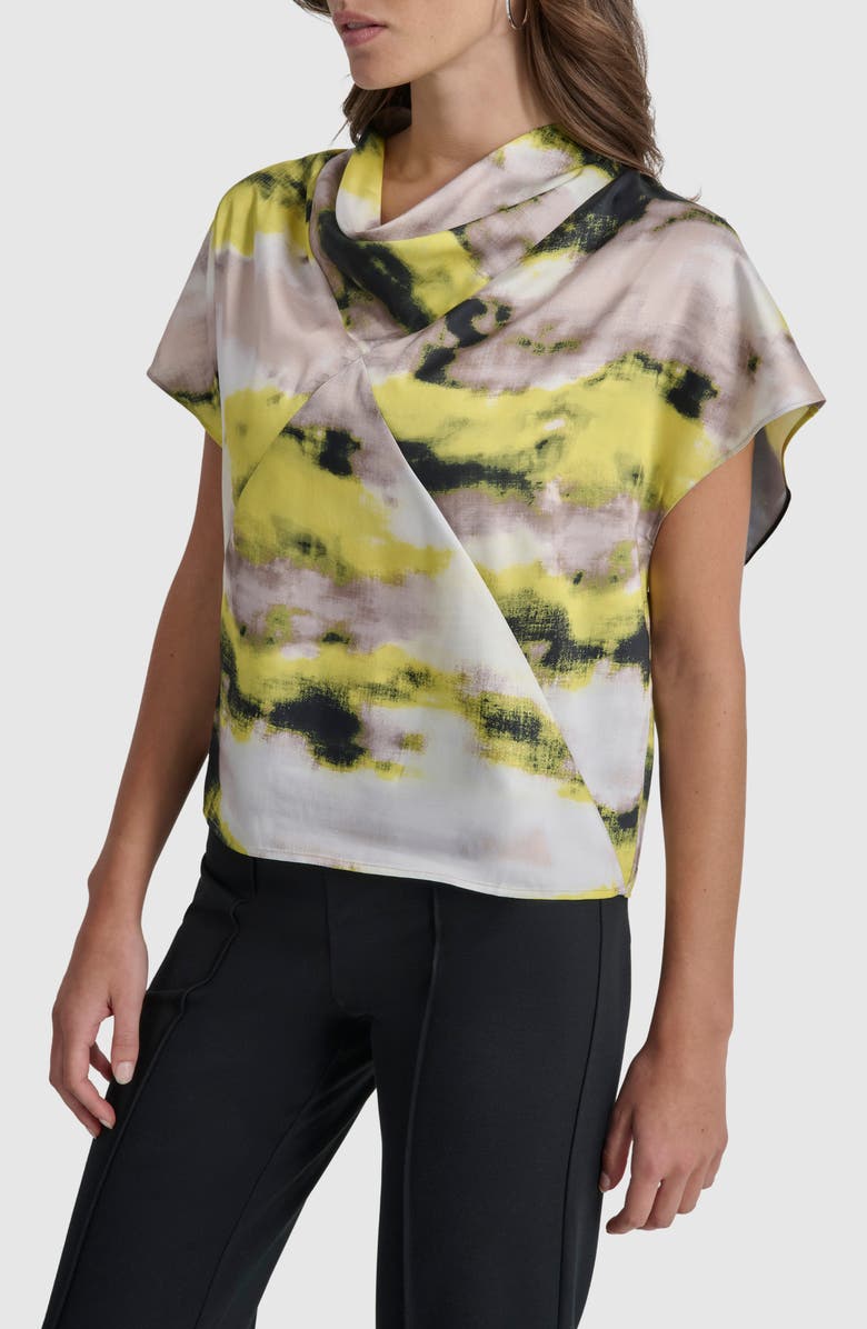 DKNY High Cowl Neck Top, Alternate, color, Geo Strm P