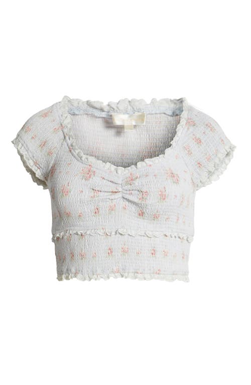 Loveshackfancy Cambron Lace Smocked Crop Top In Skylight Blue