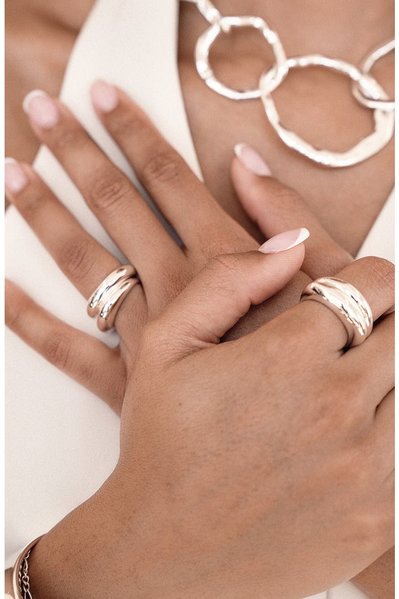 Modern Dome Set of Two Rings, Alternate, color, SILVER
