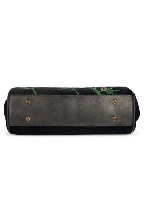 Jeffrey Campbell Frame Floral Embroidered Velvet Shoulder Bag