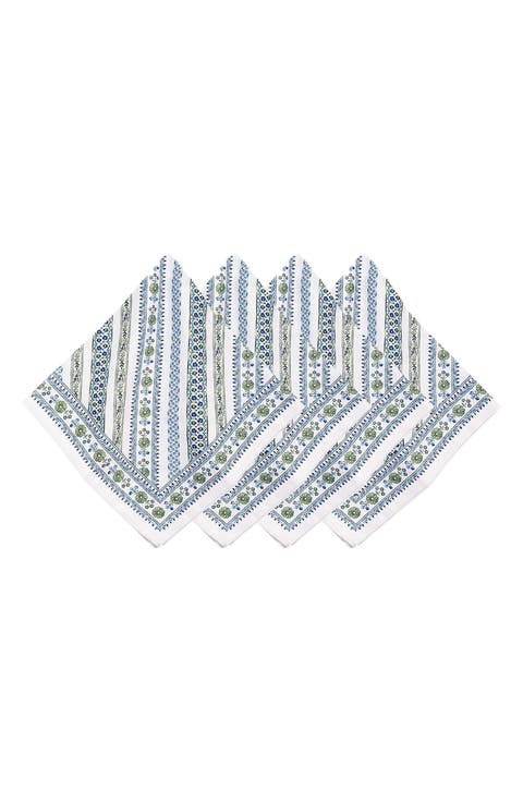 Sevilla Stripe Set of 4 Cotton Sateen Napkins