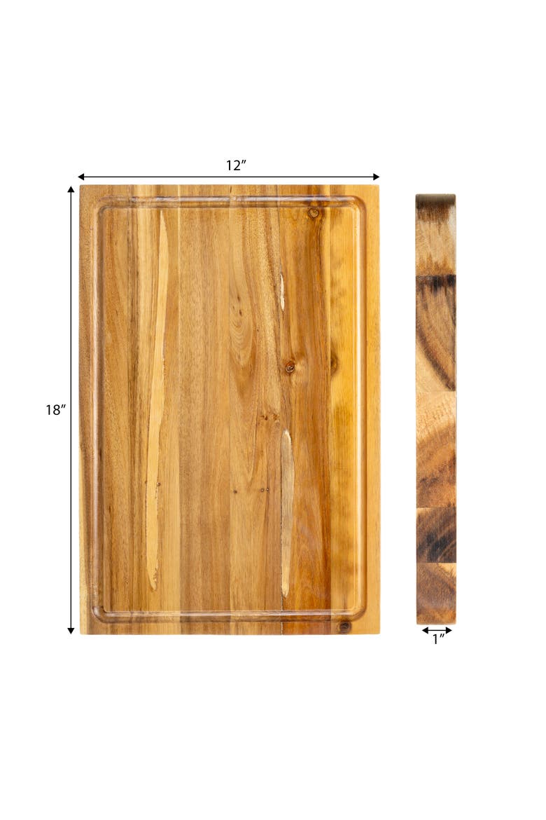 Eldridge Large Handcrafted Acacia Wood Grain Thick Reversible Cutting Board with Juice Grooves, Alternate, color, Natural
