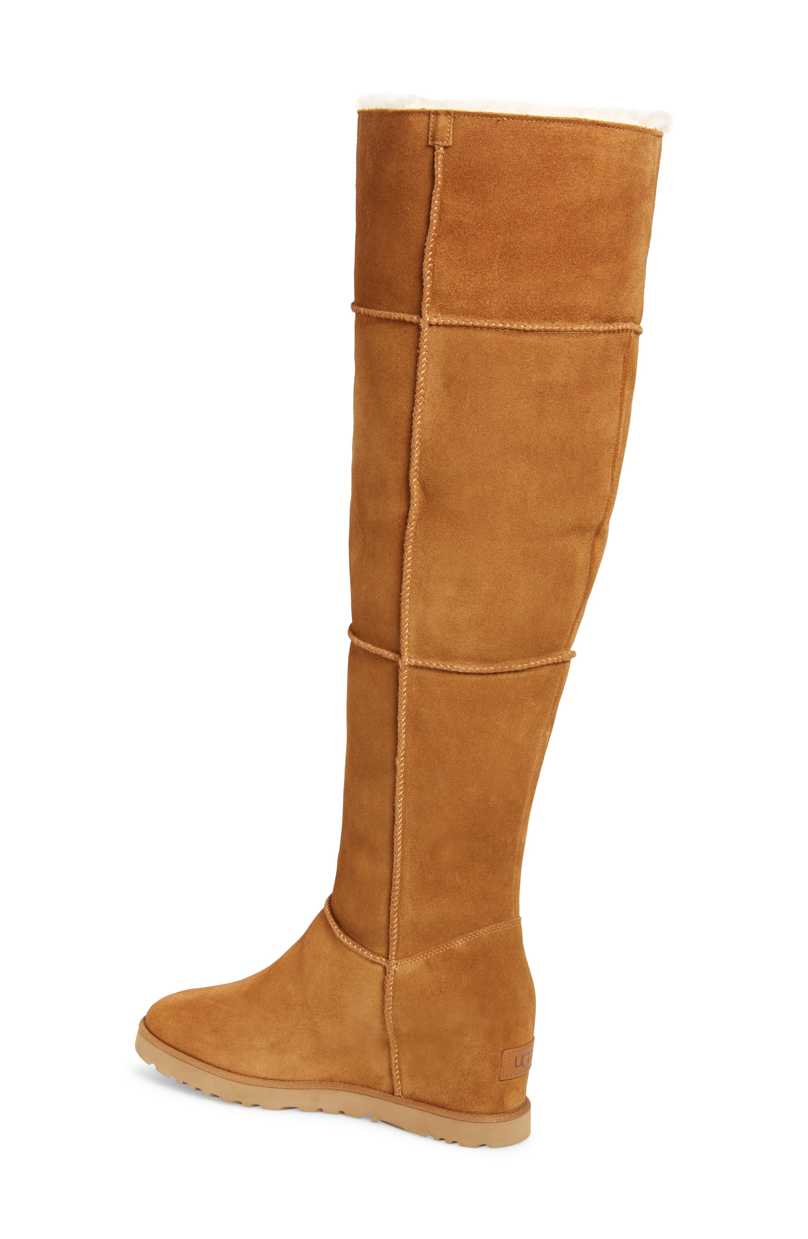UGG Classic Femme Faux Fur Lined Over-the-Knee Boot - Wide Calf, Alternate, color, CHESTNUT SUEDE